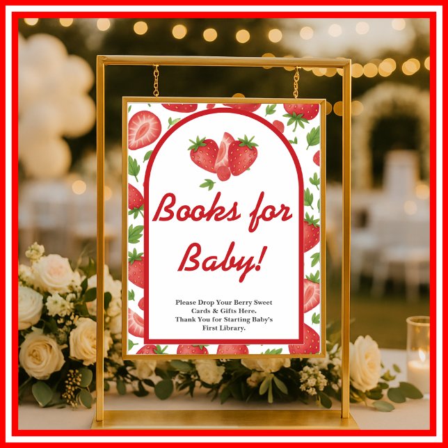 Poster Berry Sweet Strawberry Baby showers Livres pour bé (Créateur téléchargé)