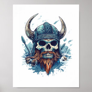 Poster Berserker crâne viking