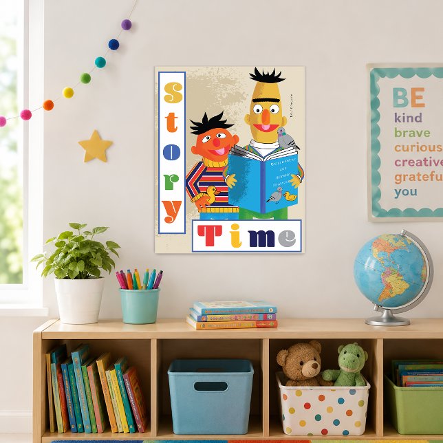 Poster Bert et Ernie Lecture en classe (Simulated poster on wall)