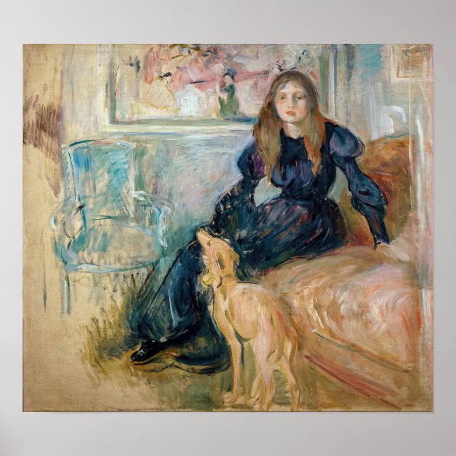Poster Berthe Morisot - Julie et son Greyhound Laerte (Devant)