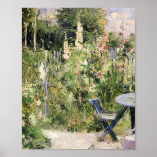 Poster Berthe Morisot - Tremieres Rose Hollyhocks 1884