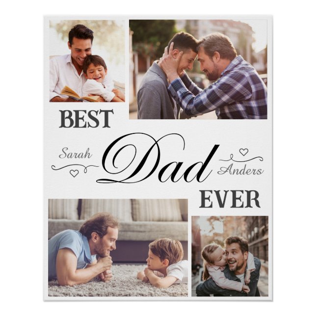 Poster Best Dad Ever - 4 photo collage heureux fête des p (Devant)