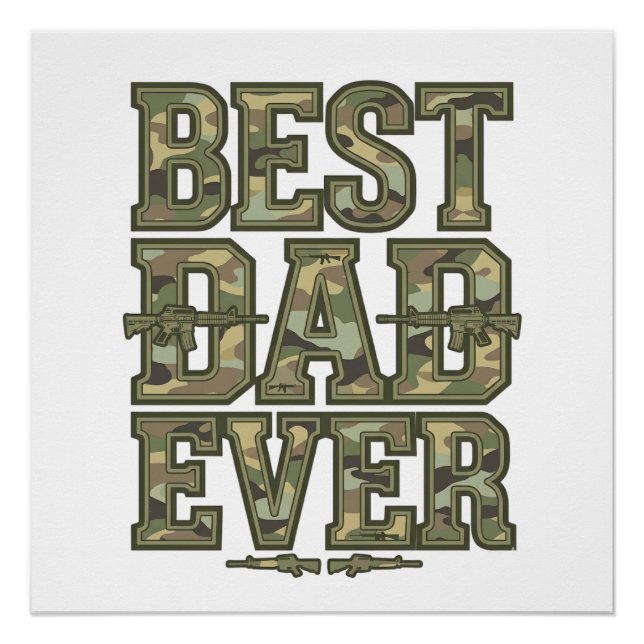Poster Best Dad Ever Camo Vintage Engraving Design_1 (Devant)