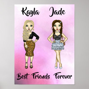 Poster Best Friends Forever Blonde Brunette Haute Mode