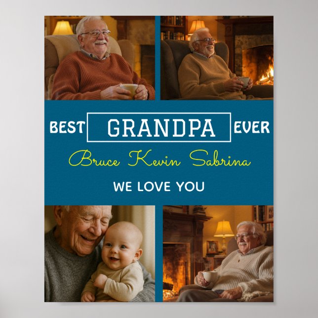 Poster Best Grandpa Ever Photo Collage (Devant)