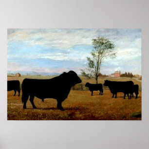 Poster Bestiaux d'Angus sur la ferme