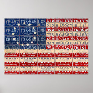 Poster Bêsy Ross Style American License Plate Art