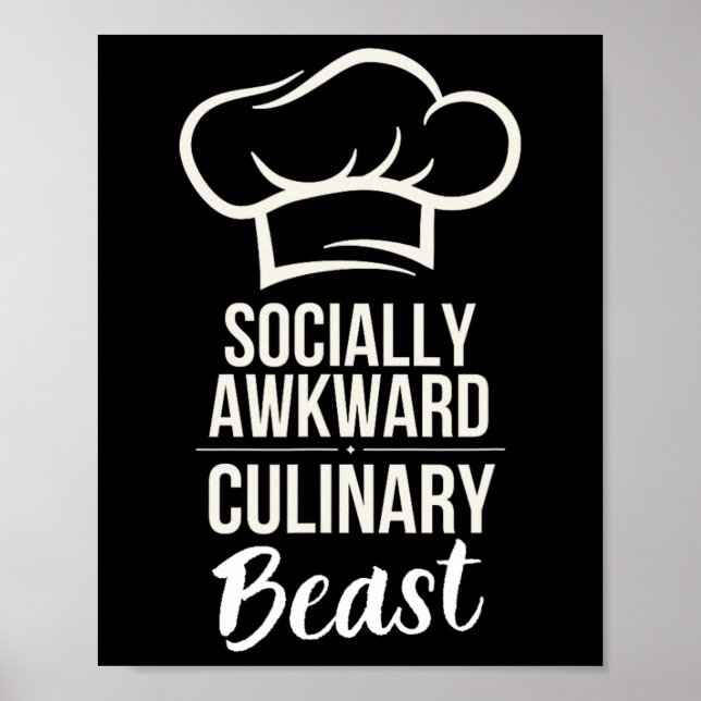 Poster Bête culinaire socialement maladroite Drôle Cuisin (Devant)
