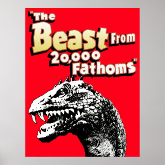 Poster Bête De 2000 Fathoms Rhedosaurus Dinosaur Tri