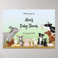 Bêtes animaux de ferme baby shower affiche/affiche