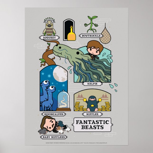Poster Bêtes De Cartoon Dans Les Habitats (Devant)