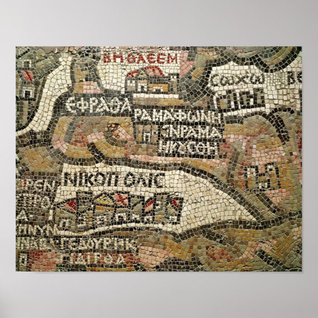Poster Bethléem, détail d'une carte de Jéricho (Devant)