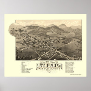 Poster Bethlehem, carte panoramique de NH - 1883