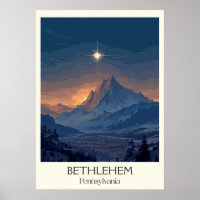 Bethlehem Pennsylvanie Vintage Mountain Town Art