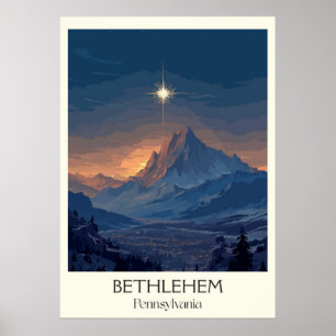 Poster Bethlehem Pennsylvanie Vintage Mountain Town Art