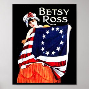 Poster Betsy Ross American Flag 1776 Art 4 juillet Cadeau