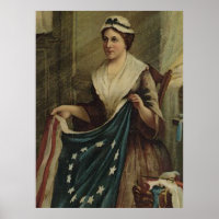 Betsy Ross cousant le premier drapeau américain