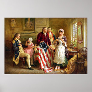Poster Betsy Ross et le général George Washington