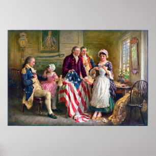 Poster Betsy Ross et les étoiles et les rayures 1777