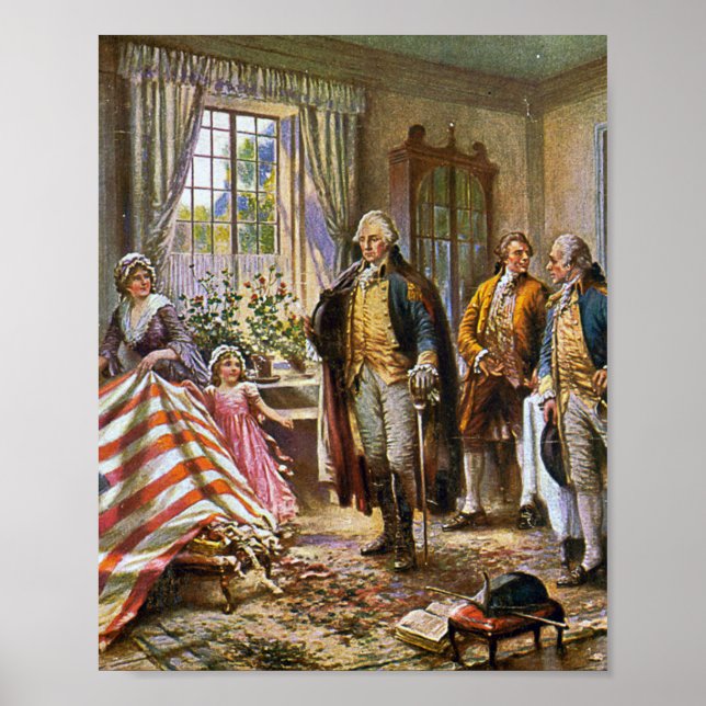 Poster Betsy Ross montre le drapeau américain George Wash (Devant)