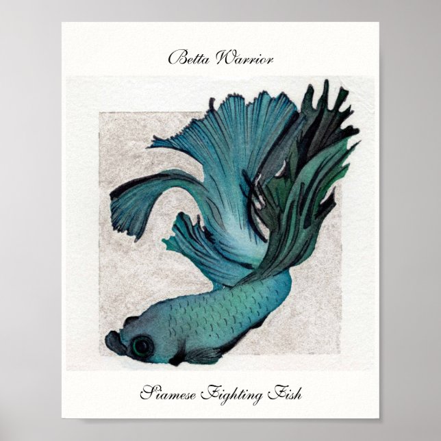 Poster Betta Warrior Fish Aquarelle originale Imprimer (Devant)