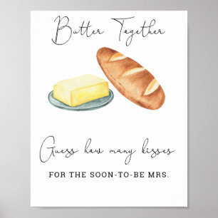 Poster Beurre Combien de baisers jeu de douche nuptiale