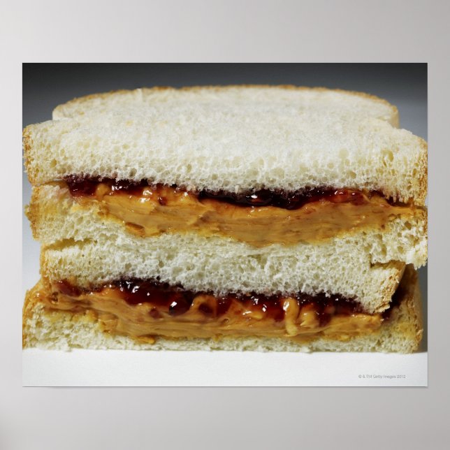 Poster Beurre d'arachide et sandwich à la gelée. (Devant)