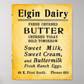 Poster Beurre frais vintage Elgin