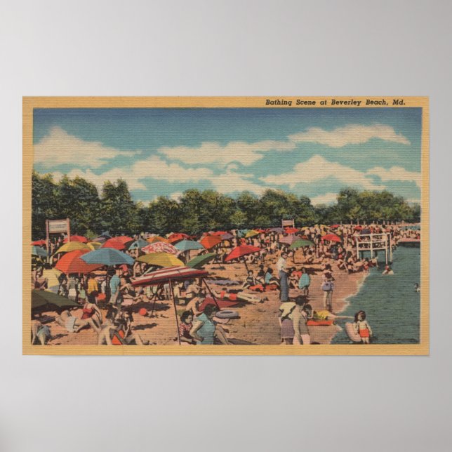 Poster Beverley Beach, MD - Scène de bronzage (Devant)
