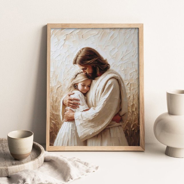 Poster Beyond Love, Christian Art, Jesus Hugging Girl (Créateur téléchargé)