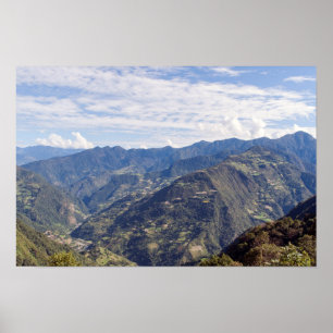 Poster Bhoutan montagnes orientales paisibles - Himalaya