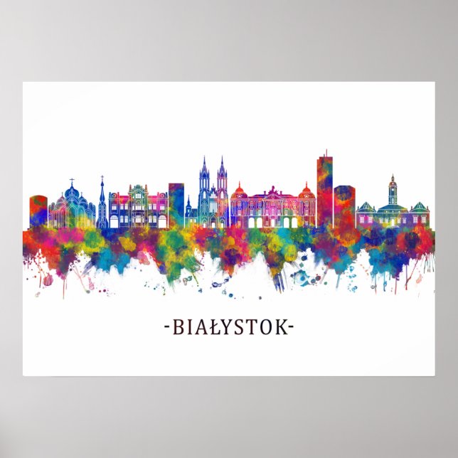 Poster Białystok Pologne Skyline (Devant)