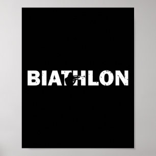 Poster Biathlète de biathlon drôle tirant sur une cible d