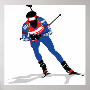 Poster Biathlon Athlete On Skis