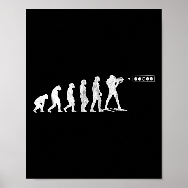 Poster Biathlon Biathlet Évolution humaine Plage de tir W (Devant)