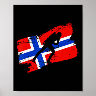 Poster Biathlon Norvège Drapeau Norvégien Ski de Fond