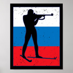 Poster Biathlon Ski Ski Sports d'hiver Cross-country Rus