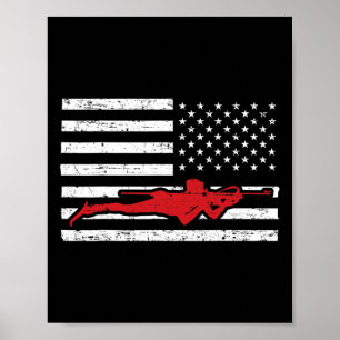 Poster Biathlon Sports Marathon Ski Us Drapeau Américain 