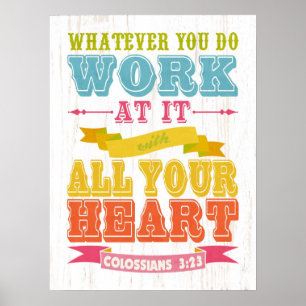 Poster Bible biblique chrétienne Verse - Colossiens 3:23