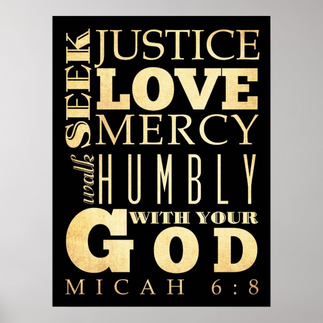 Poster Bible biblique chrétienne Verse - Micah 6:8 (Devant)