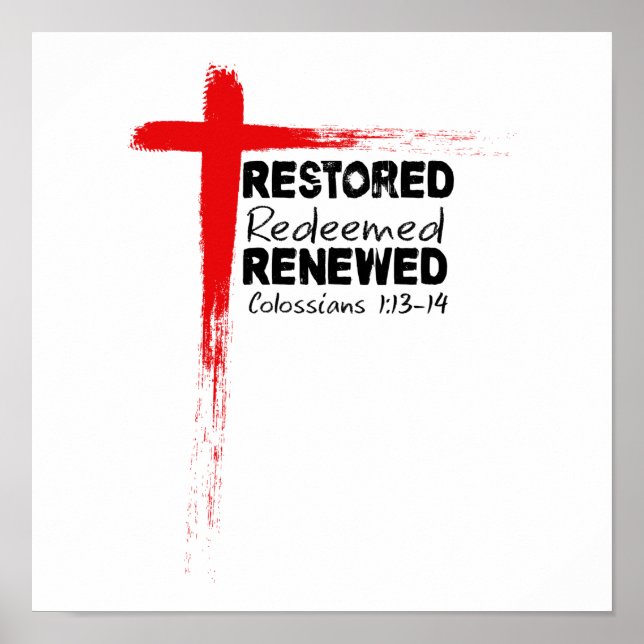 Poster Bible chrétienne contre Colossiens 1:13-14 Croix (Devant)