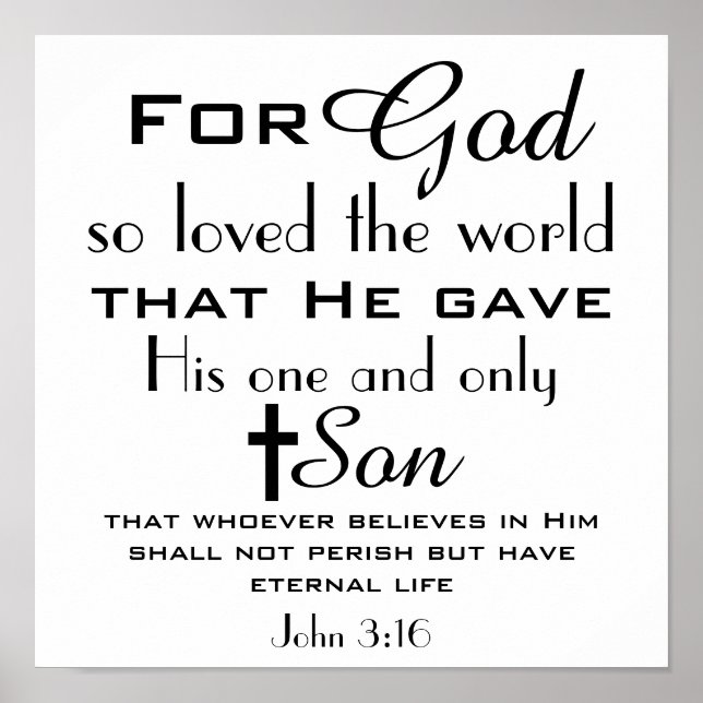 Poster Bible chrétienne Verse Jean 3:16 (Devant)