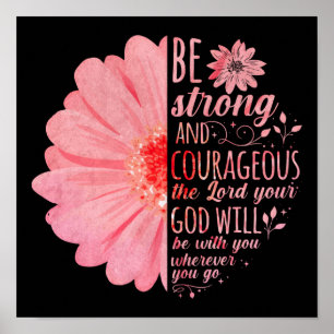Poster Bible chrétienne Verse Joshua 1:9 Fleur