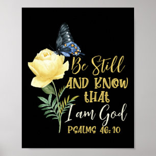 Poster Bible chrétienne Verse Joshua 1:9 Papillon de fleu