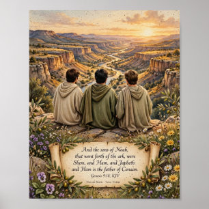 Poster Bible KJV - Fils de Noé - Shem Ham Japheth - Art m