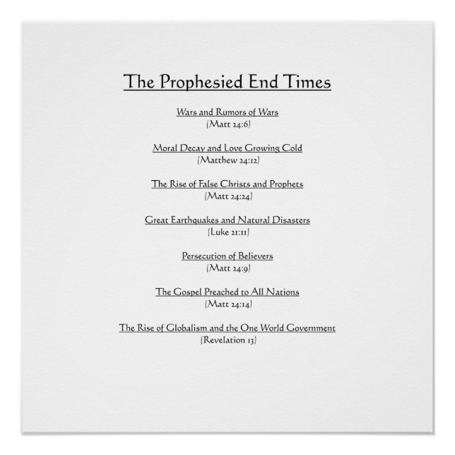 Poster BIBLE : Les temps de fin (Devant)