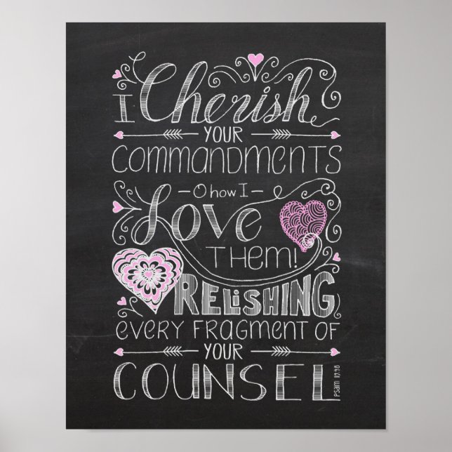 Poster Bible Lettré à la main Verse Chalkboard Scripture  (Devant)
