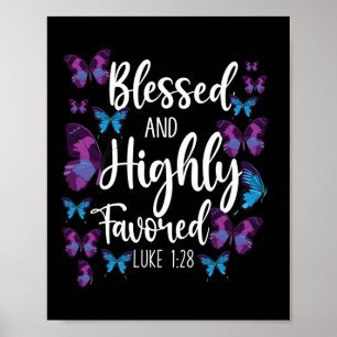 Poster Bible Verse Bienheureux et hautement Favorisé Luc 