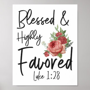 Poster Bible Verse Bienheureux et hautement Favorisé Luc