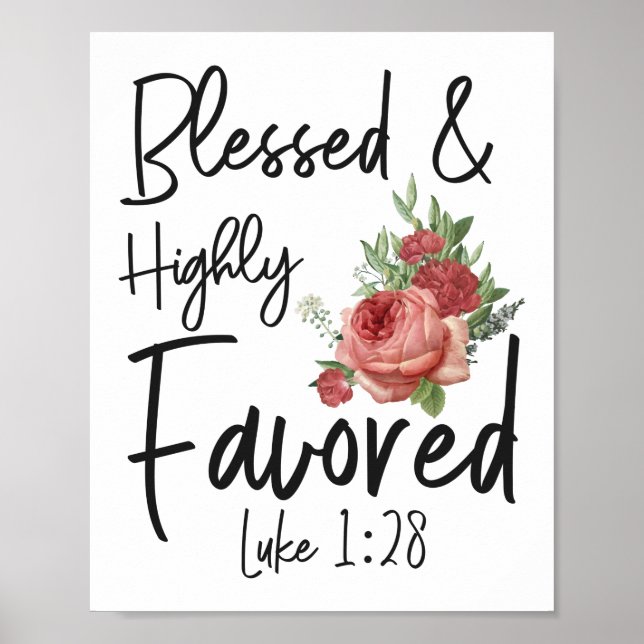 Poster Bible Verse Bienheureux et hautement Favorisé Luc  (Devant)